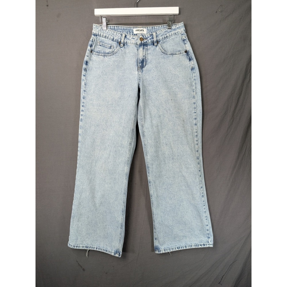 RSQ Low Rise Baggy Jeans Light Wash Blue Denim Wide Leg Size 27